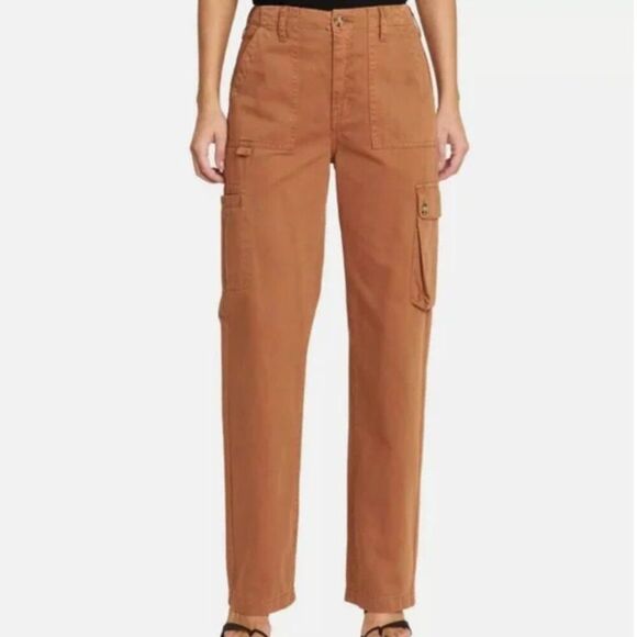 Pistola Revolve Cassie Cargo Pants Spicy Brown Straight Leg Size 27 EUC - Picture 1 of 15